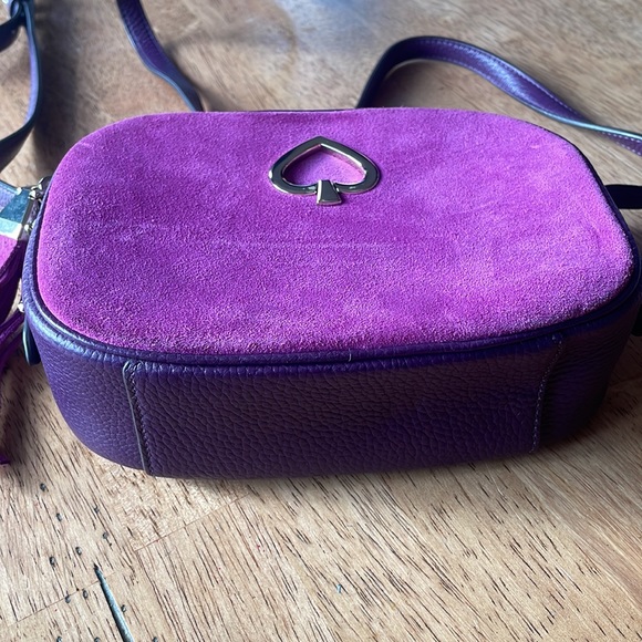 Kate Spade Baja Rose Purple Leather & Suede Camera Crossbody Bag - Picture 5 of 10